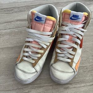 Nike White and Orange High-Top Sneakers